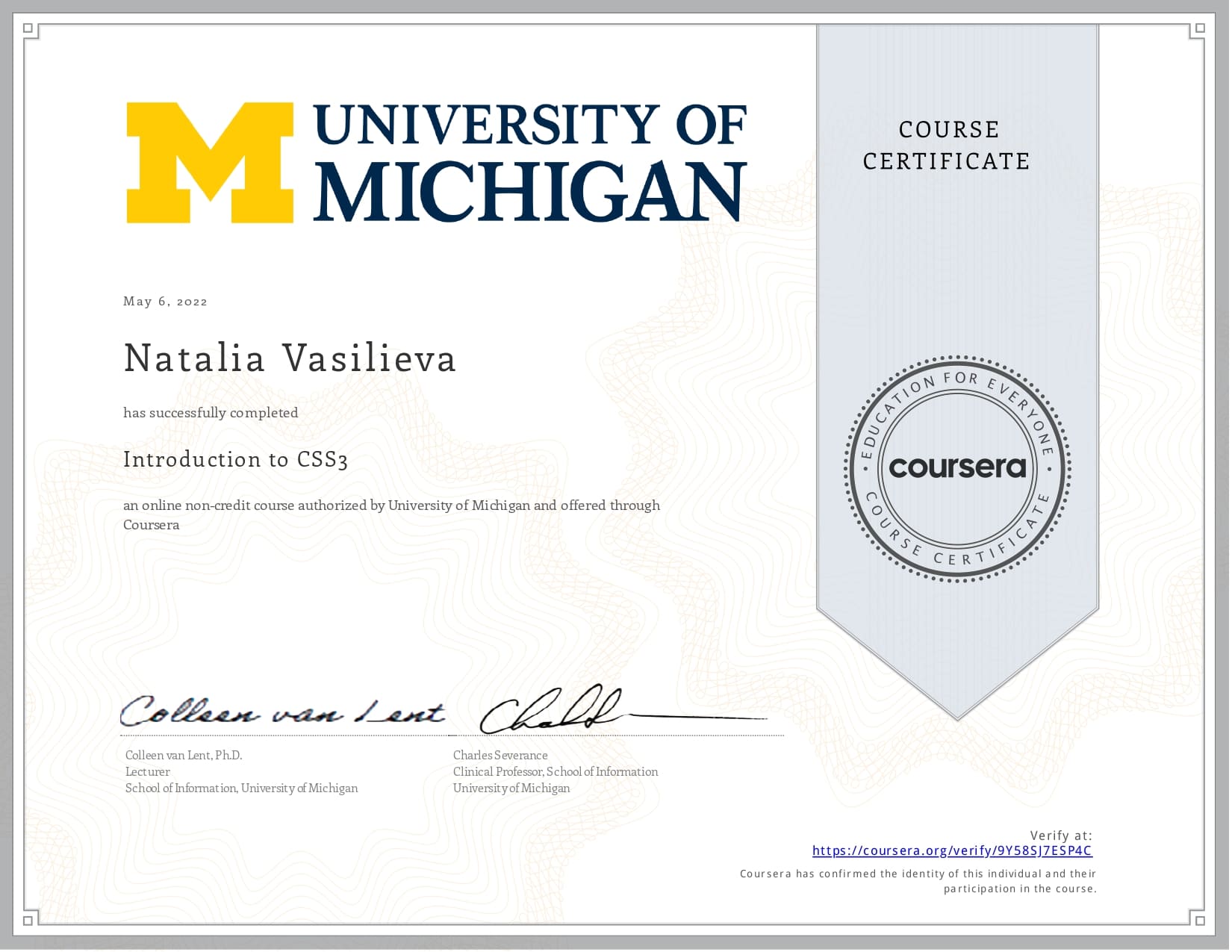 coursera certificate CSS